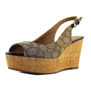 Coach Ferry Peep Toe Wedges Size 8.5